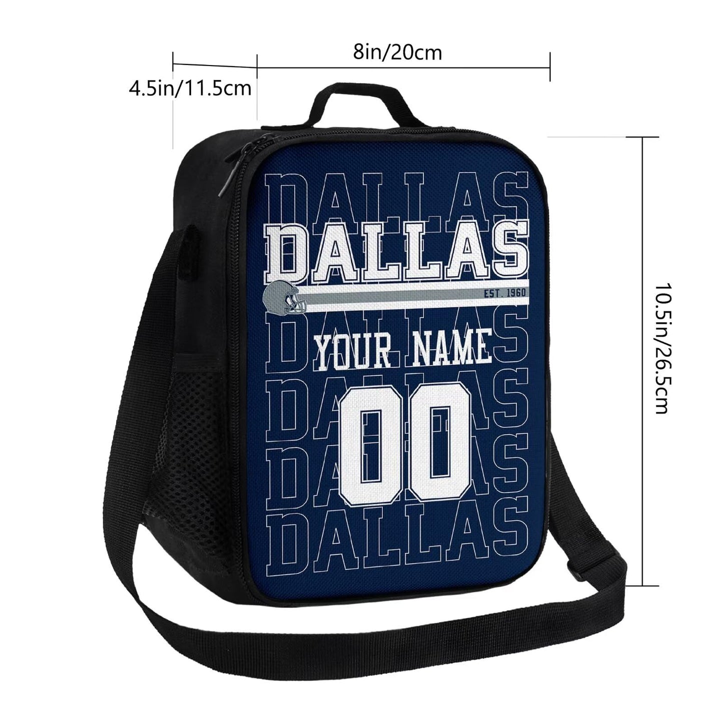 Personalized Dallas Lunch Bag with Adjustable Handle for Comfort