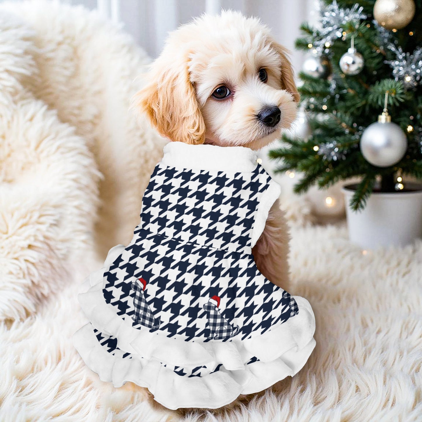 Houndstooth Pattern Pets Christmas Dress