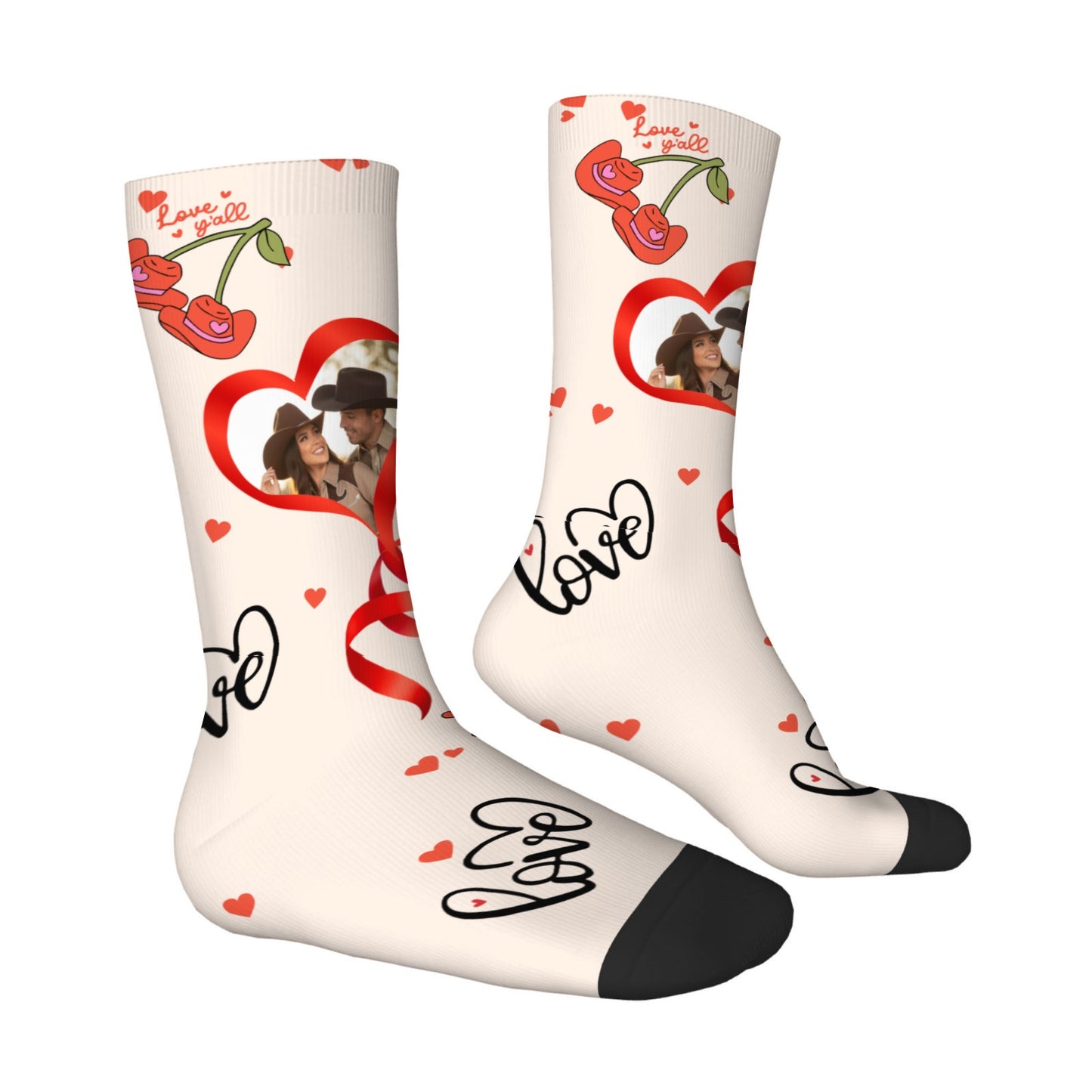 Custom Valentine's Day Cowboy Couple Love Sock