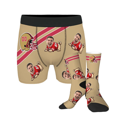 Custom San Francisco Football Face Socks & Underwear Set