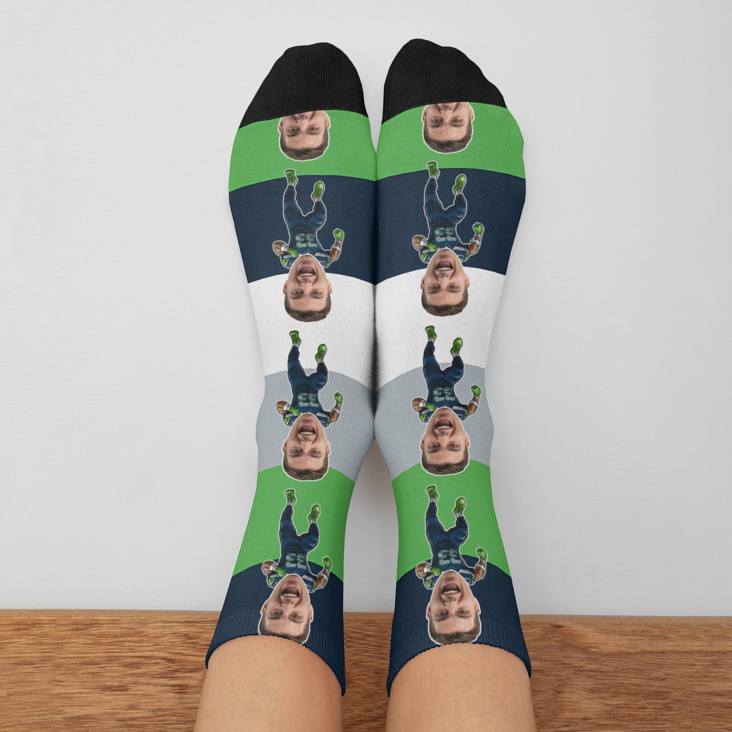Custom Seattle Football Face Socks