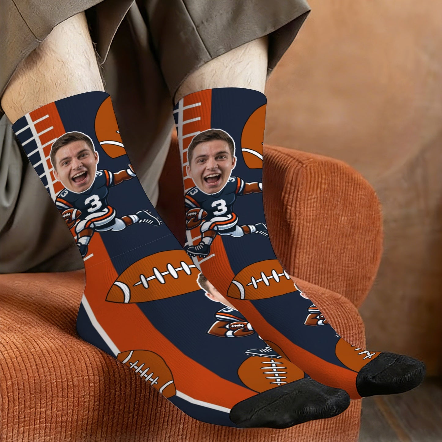 Custom Chicago Football Face Socks