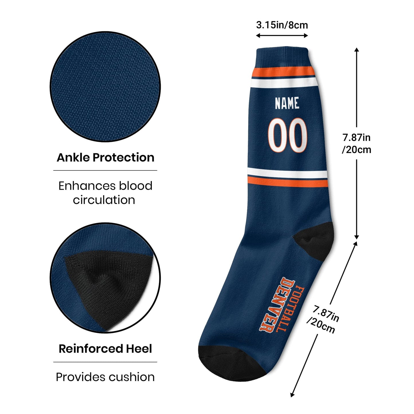 Custom Denver Socks High Quality One Size Fit