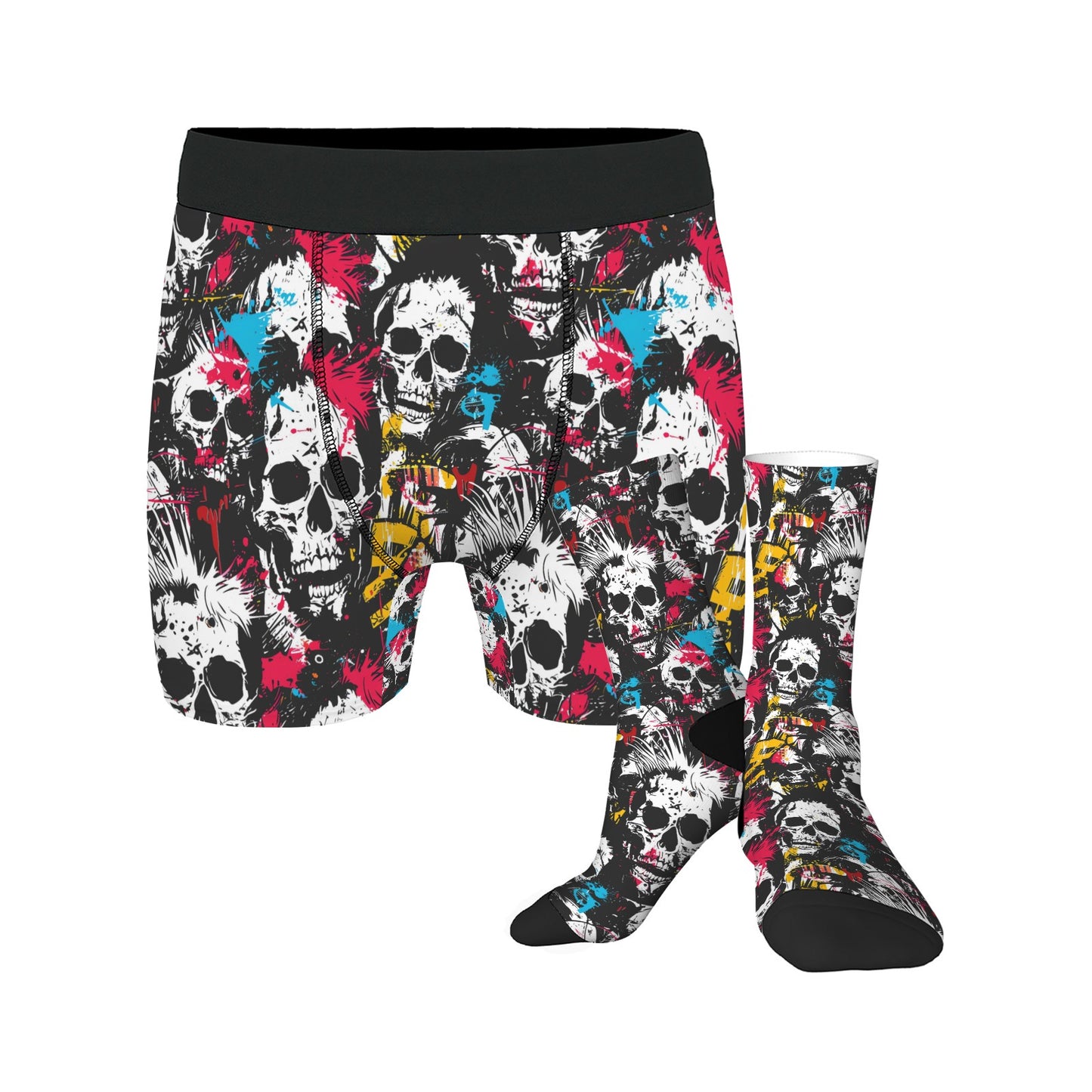 Custom Men's Underwear & Socks Set - Skull Design