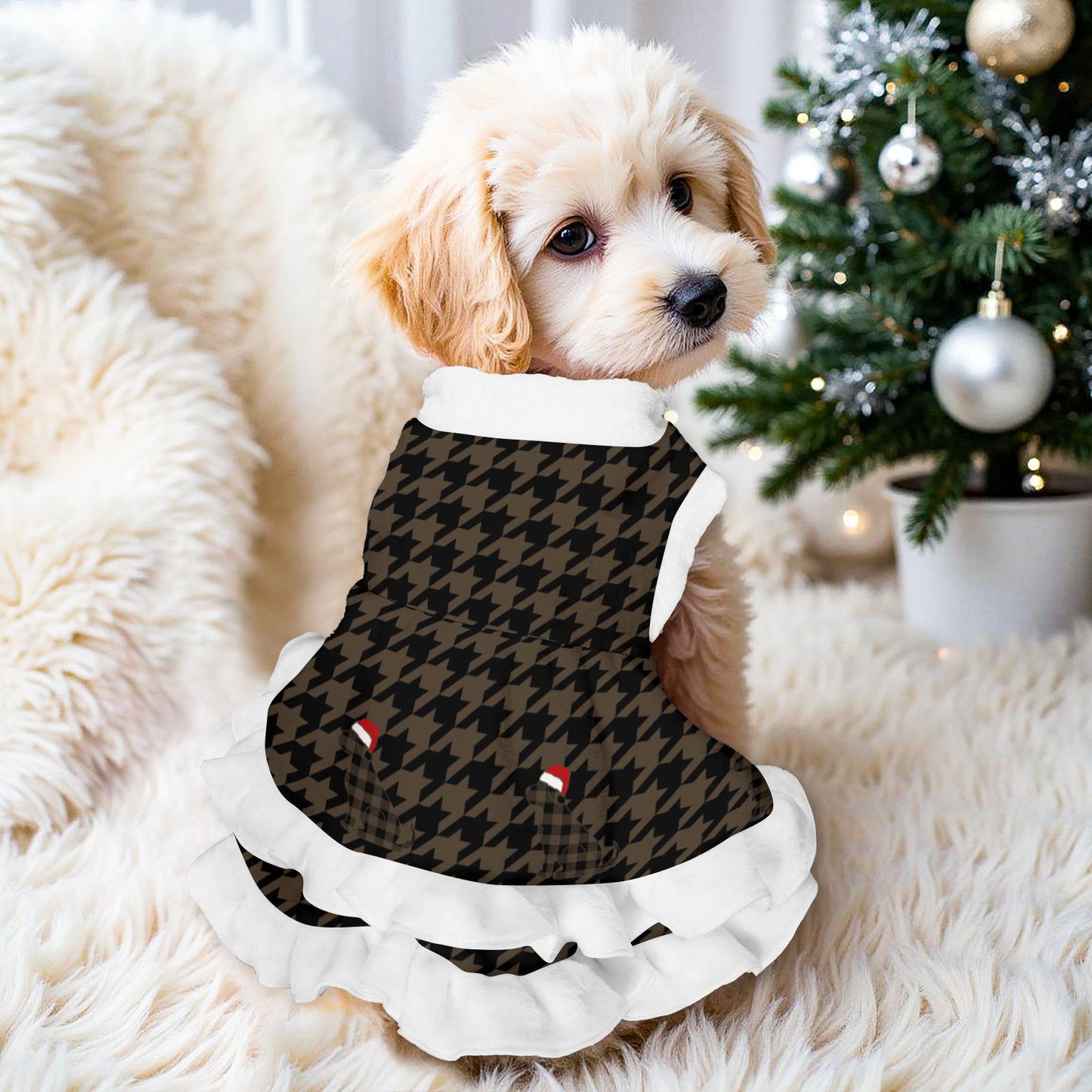 Houndstooth Pattern Pets Christmas Dress