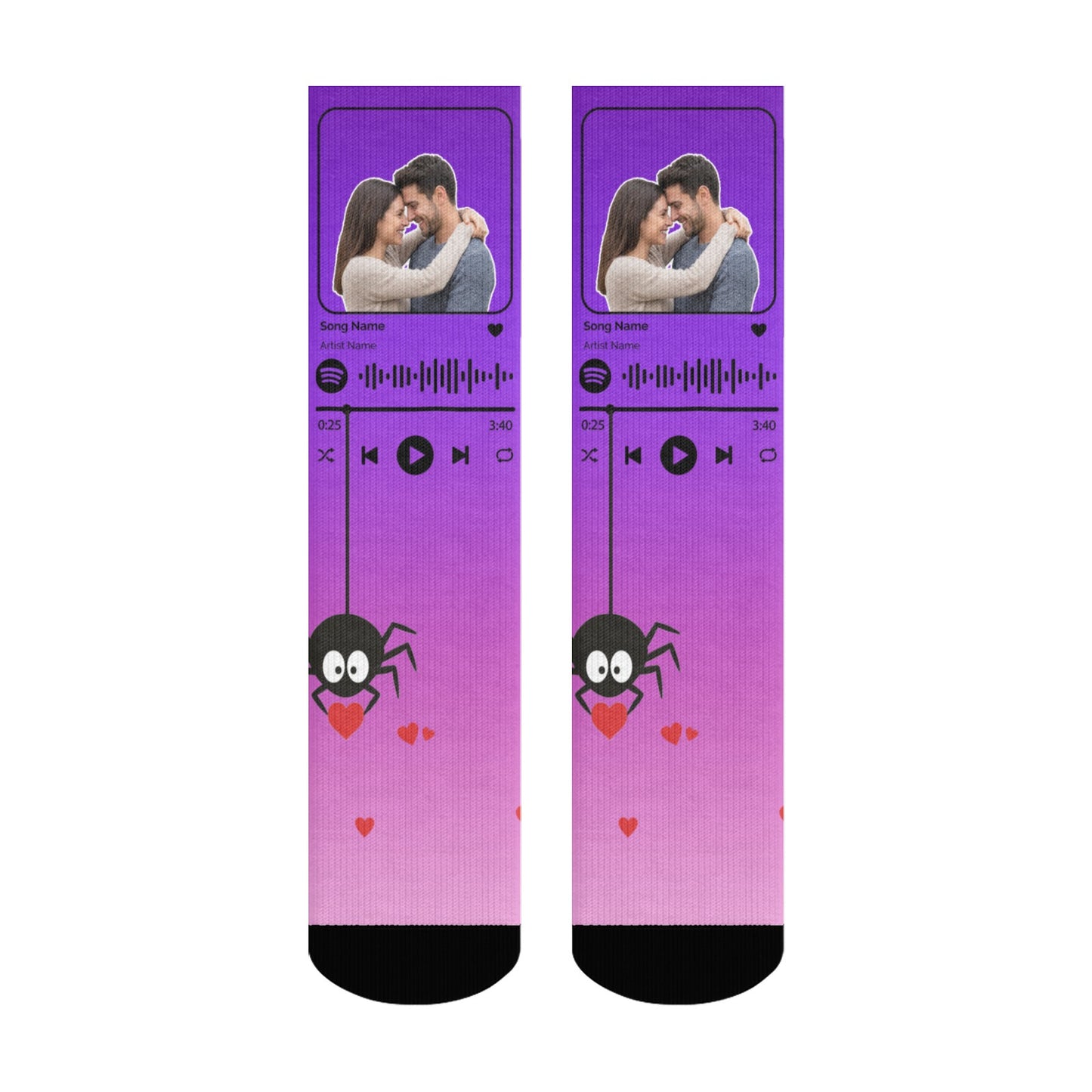 Music Customizable Valentine's Day Spider Couple Love Gradient Sock