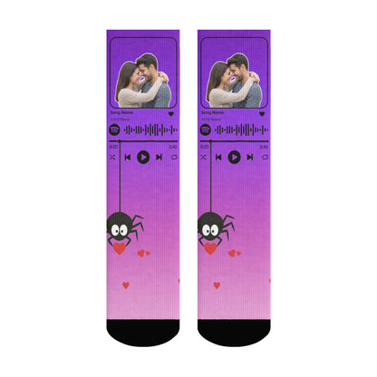 Music Customizable Valentine's Day Spider Couple Love Gradient Sock