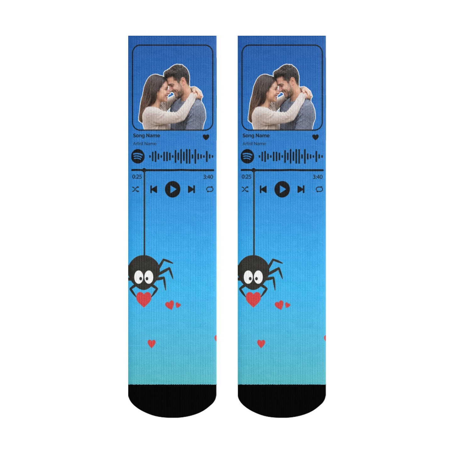 Music Customizable Valentine's Day Spider Couple Love Gradient Sock