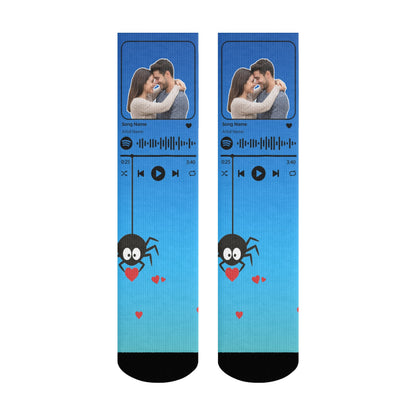 Music Customizable Valentine's Day Spider Couple Love Gradient Sock