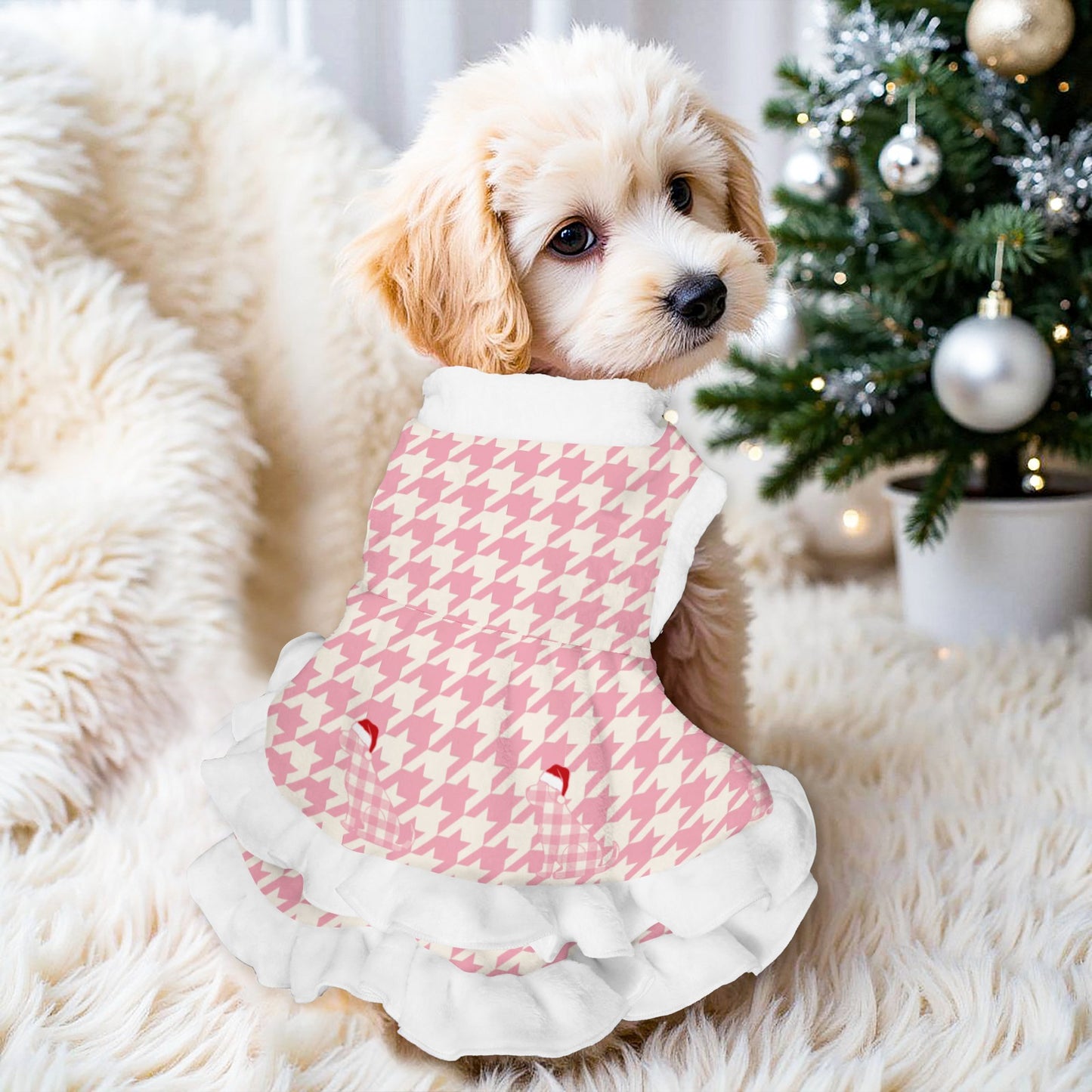 Houndstooth Pattern Pets Christmas Dress