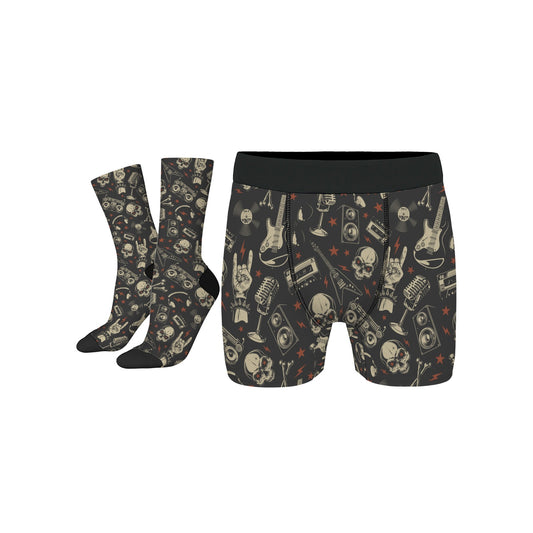 Custom Men's Underwear & Socks Set - Musical Skull