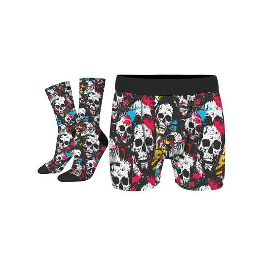 Custom Men's Underwear & Socks Set - Skull Design
