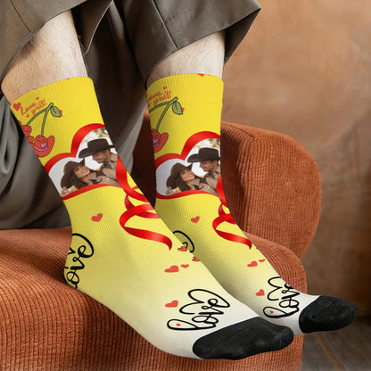 Custom Valentine's Day Cowboy Couple Love Gradient Sock