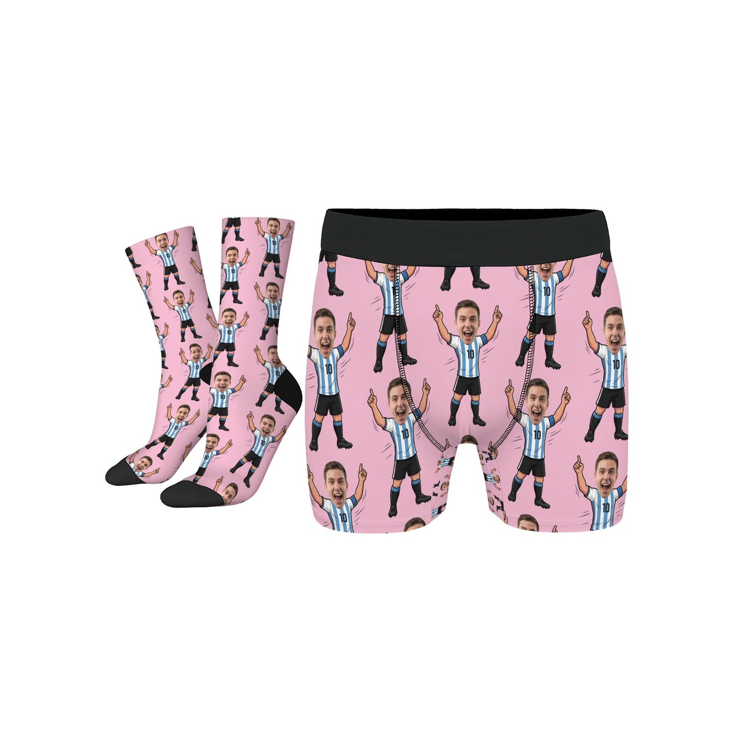 Custom Soccer Lover Underwear and Socks Set with Photo Design