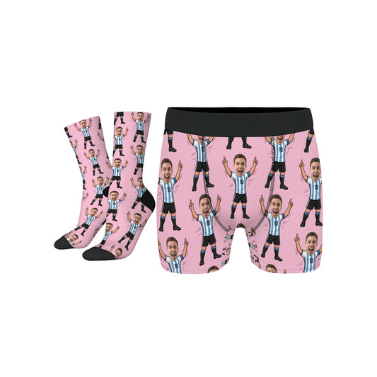 Custom Soccer Lover Underwear and Socks Set with Photo Design