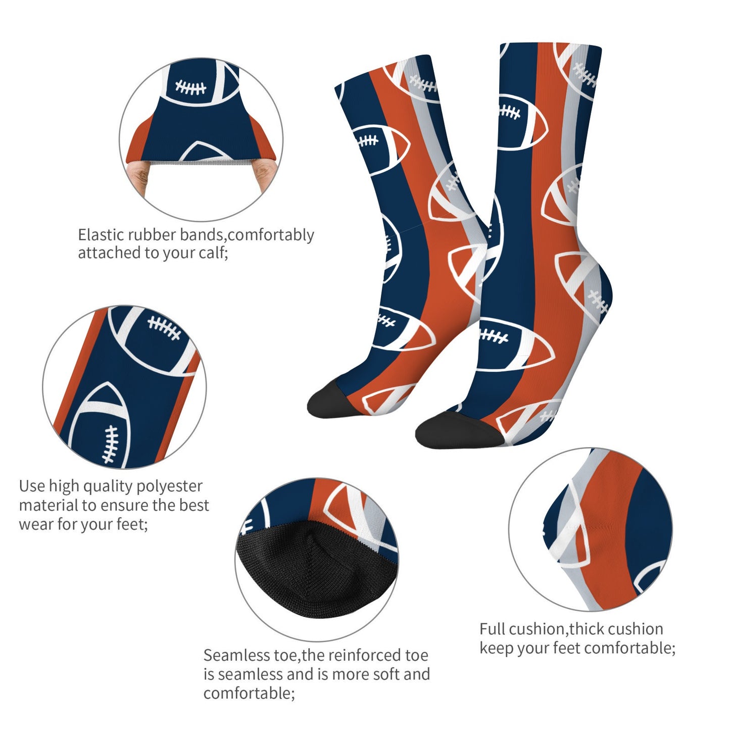 Denver Football Style Socks – Personalized & Customizable