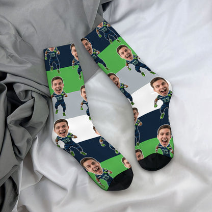 Custom Seattle Football Face Socks