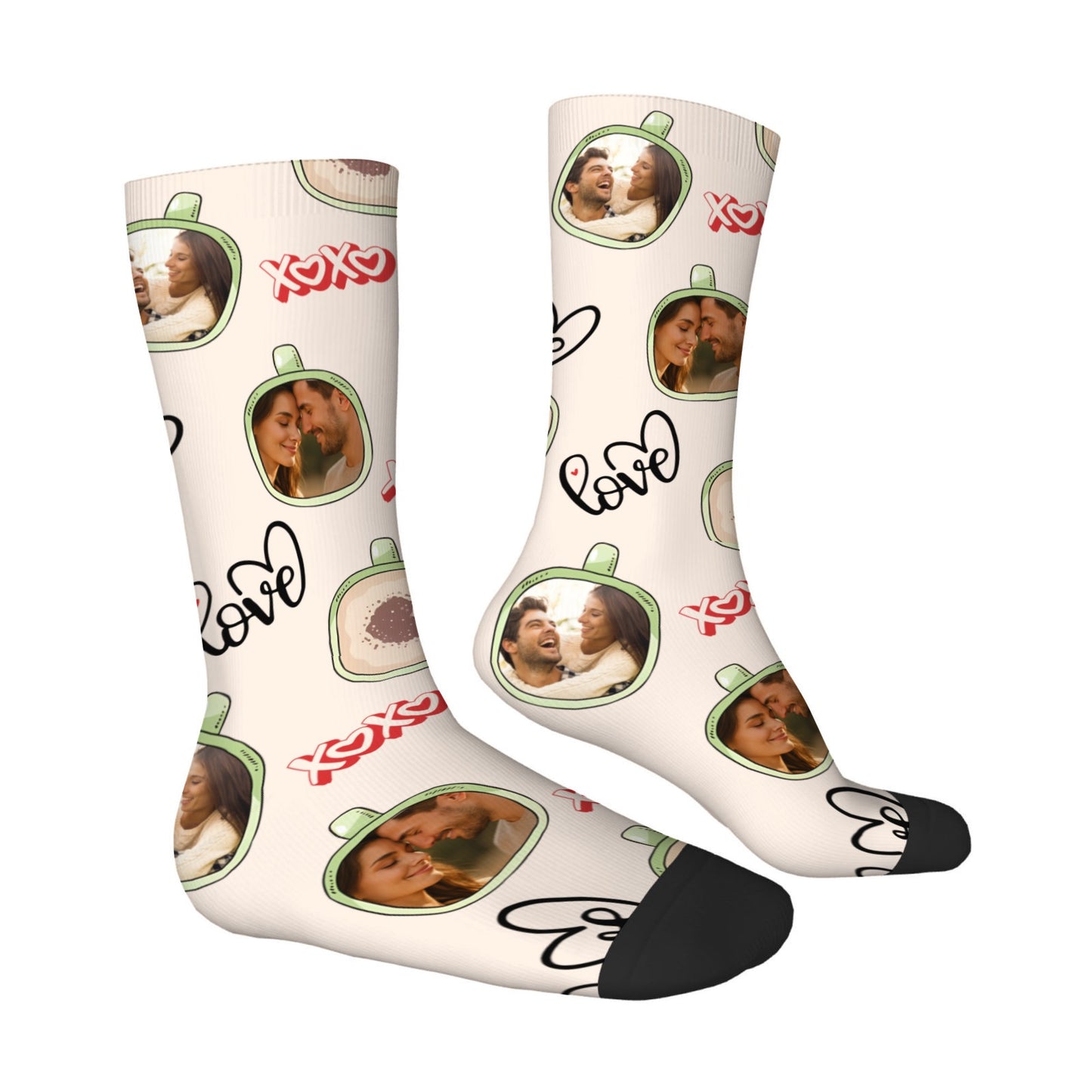 Custom Valentine's Day Couple Love Coffee Socks