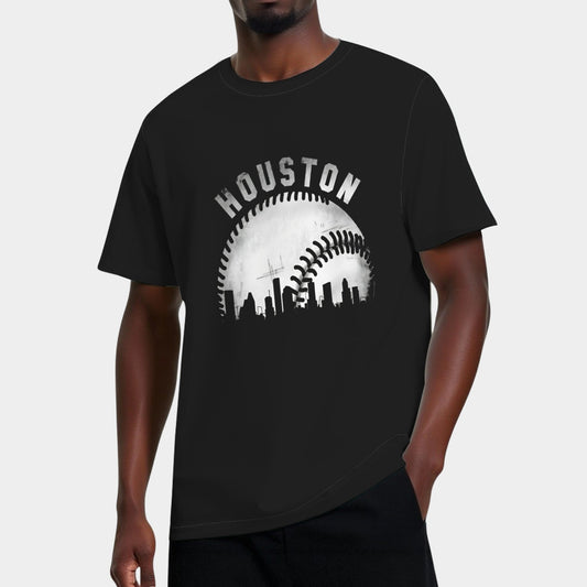 Vintage Houston Skyline City Baseball T-Shirt