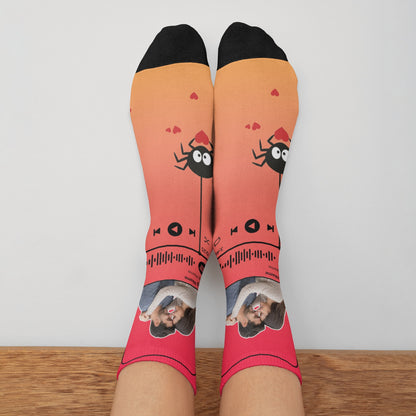 Music Customizable Valentine's Day Spider Couple Love Gradient Sock
