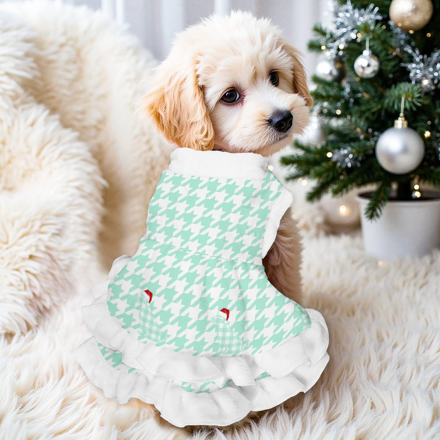 Houndstooth Pattern Pets Christmas Dress