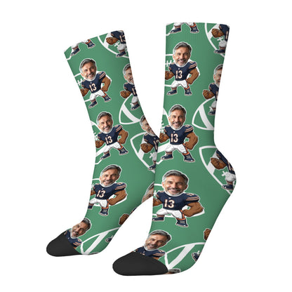 Personalized Chicago Football Face Socks