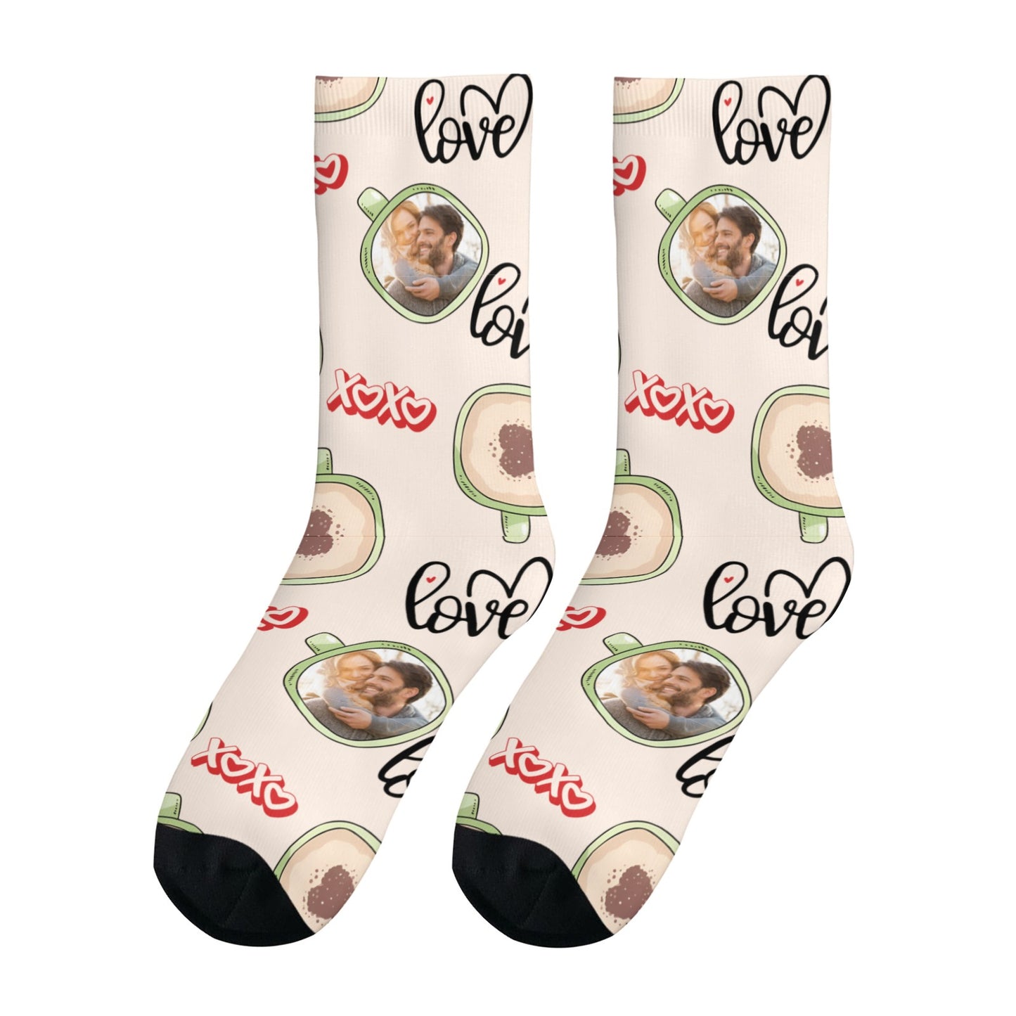 Custom Valentine's Day Couple Love Coffee Socks