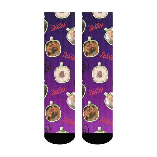 Personalized Valentine's Day Couple Love Coffee Gradient Sock