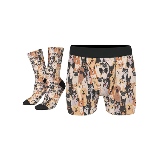 Custom Men's Underwear & Socks Set - Pets Family Design