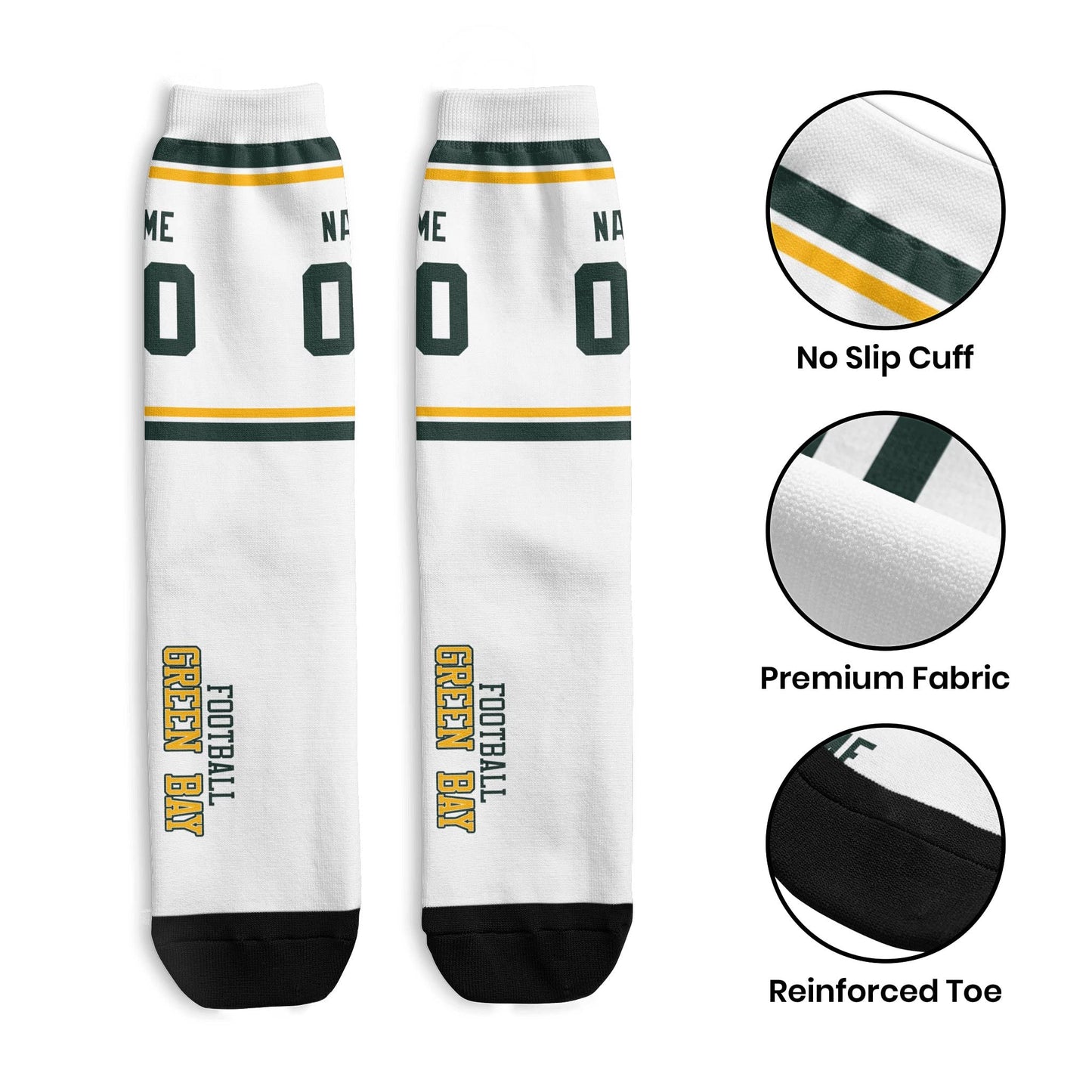 Personalized Green Bay Socks Lightweight and Durable