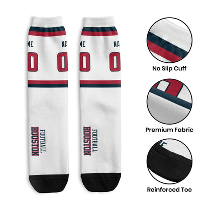 Custom Houston Football Sock Add Your Number