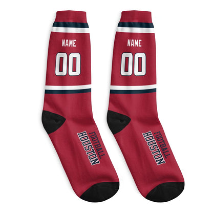 Custom Houston Football Sock Add Your Number