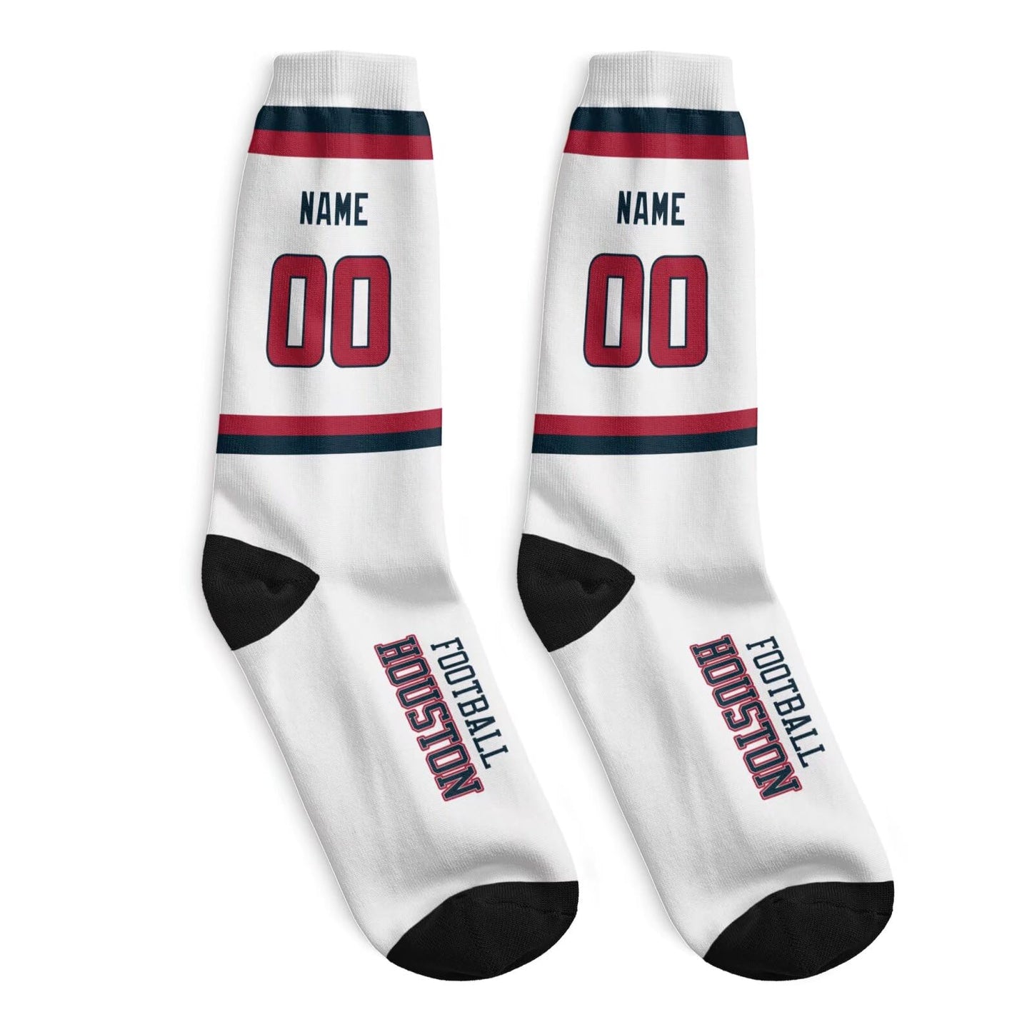 Custom Houston Football Sock Add Your Number