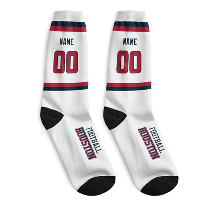 Custom Houston Football Sock Add Your Number