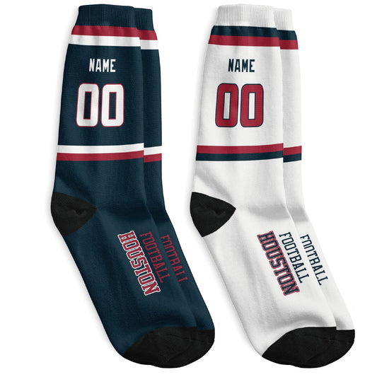 Custom Houston Football Sock Add Your Number