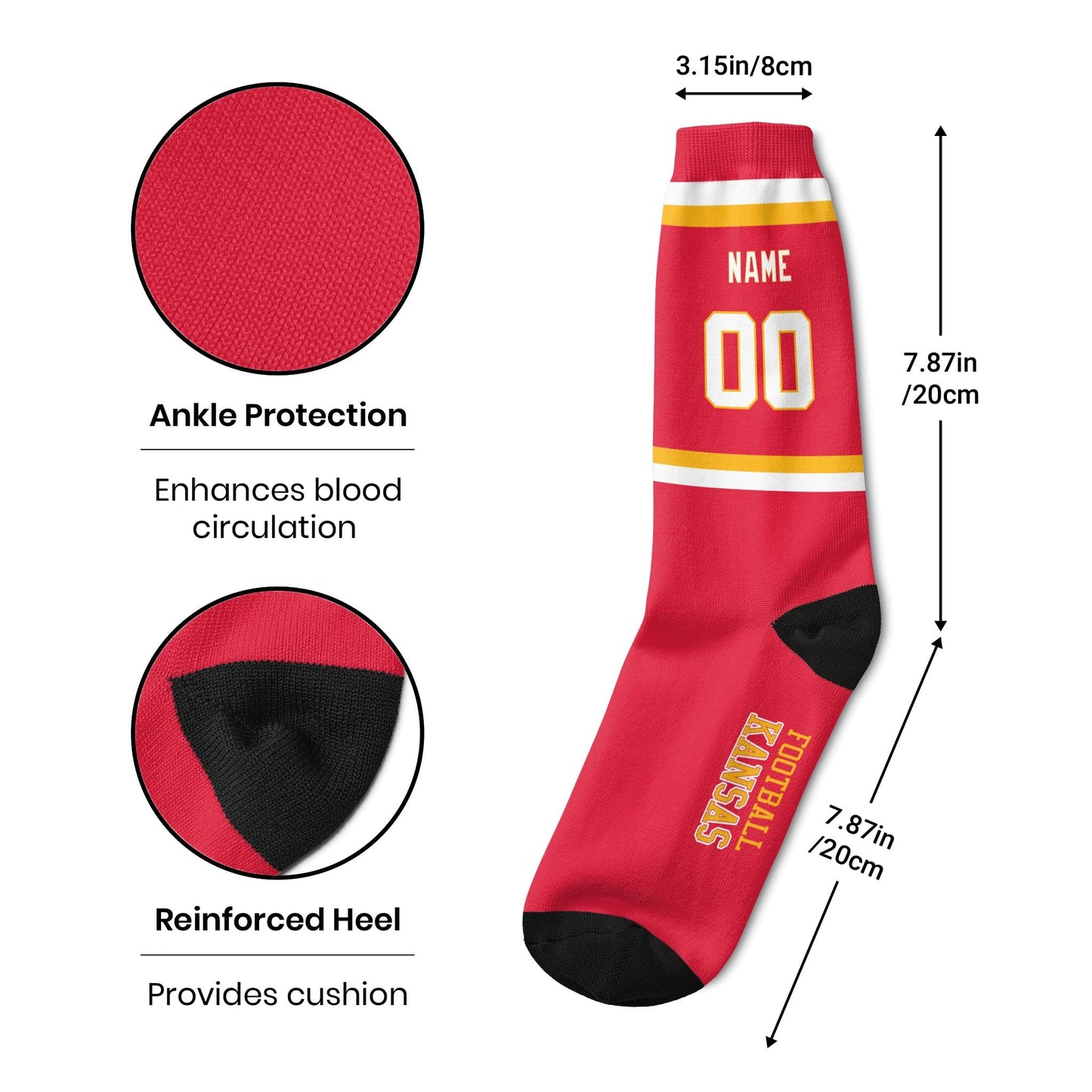 Personalized Kansas Sports Socks Unisex Fit