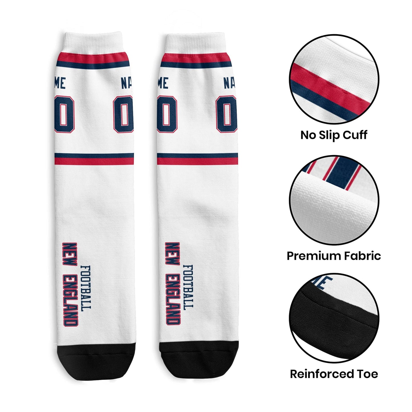 Custom New England Football Socks for Men or Women
