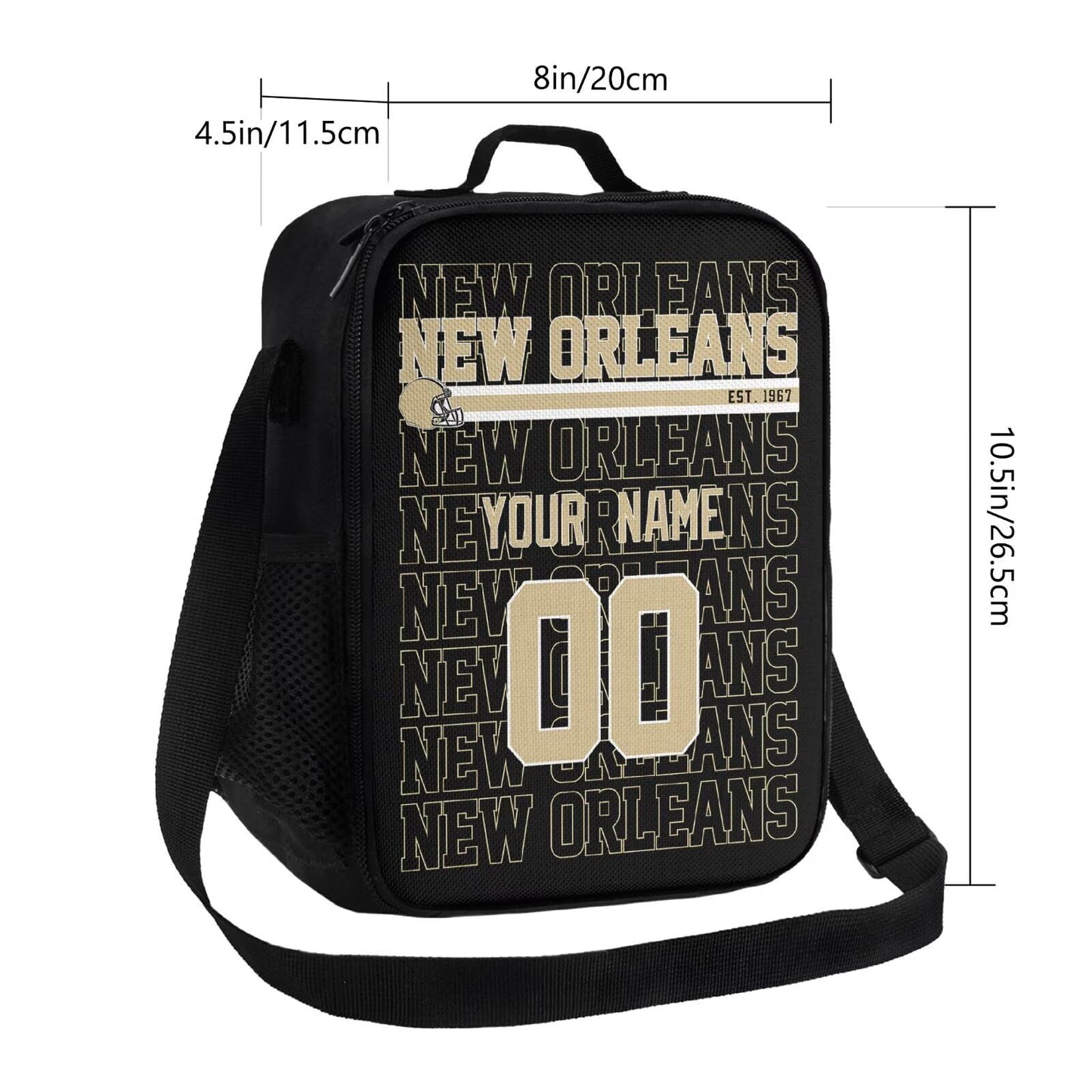 Reusable New Orleans Lunch Box Bag Custom Printed with Text