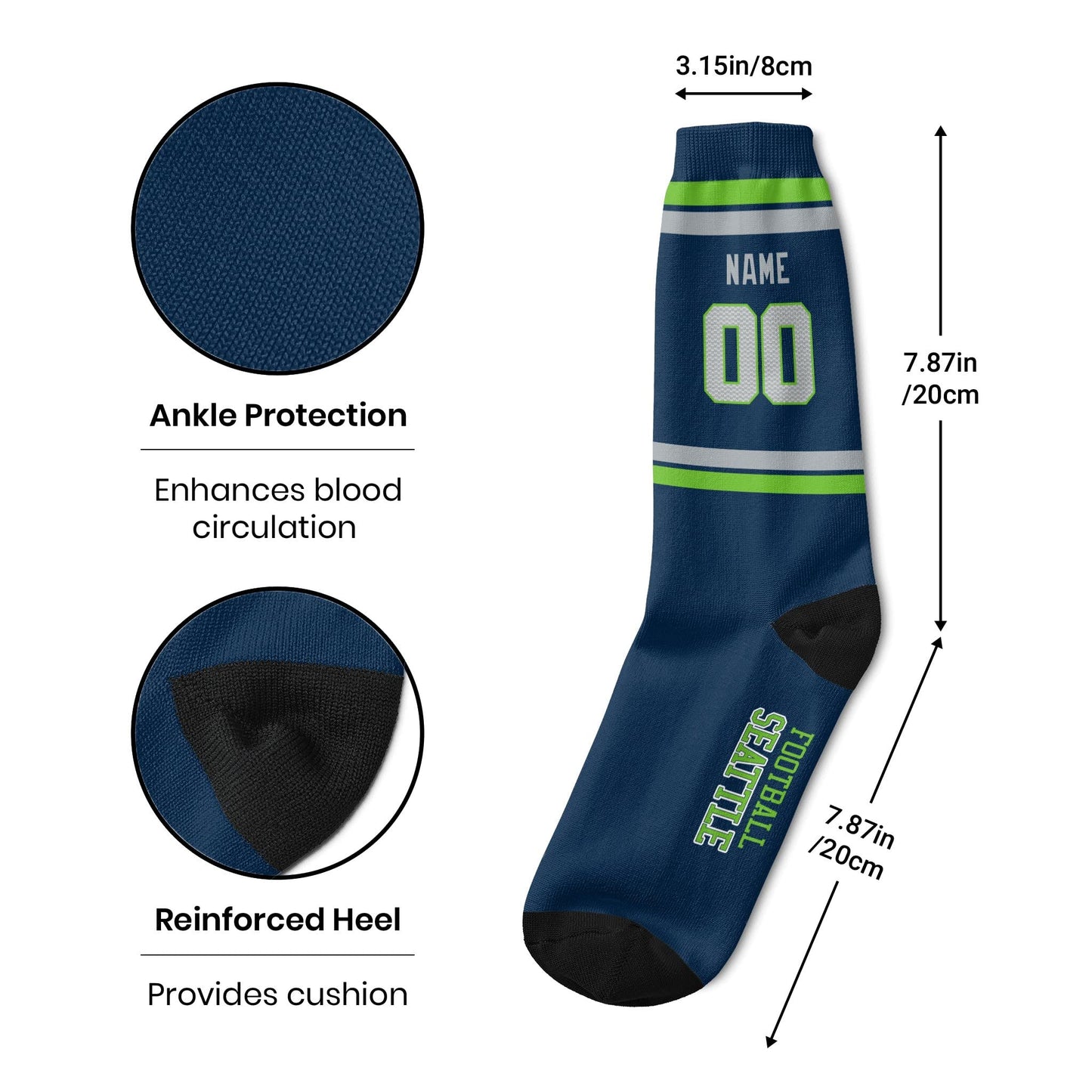 Seattle Football Sock Personalized for Supporters